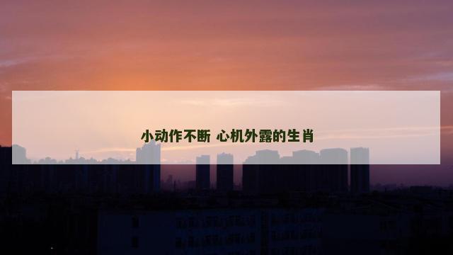 小动作不断 心机外露的生肖