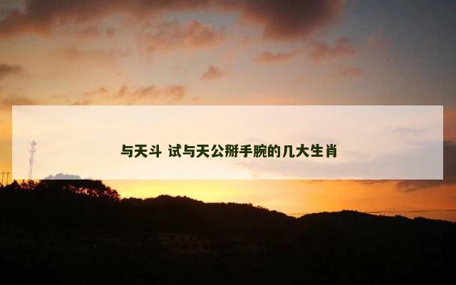 与天斗 试与天公掰手腕的几大生肖