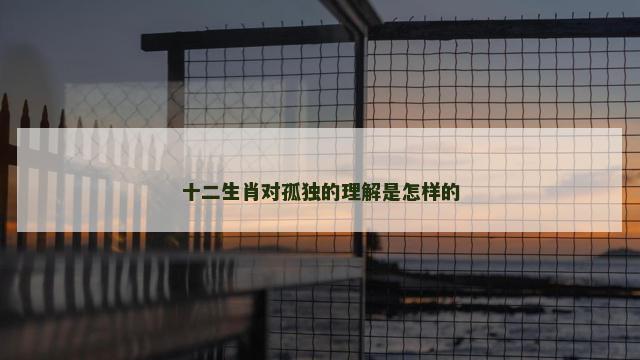 十二生肖对孤独的理解是怎样的