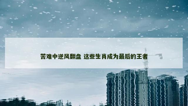 苦难中逆风翻盘 这些生肖成为最后的王者