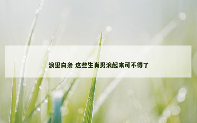 浪里白条 这些生肖男浪起来可不得了