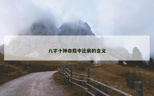 八字十神命局中比肩的含义