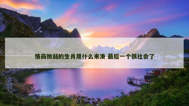 情商微弱的生肖用什么来凑 最后一个很社会了