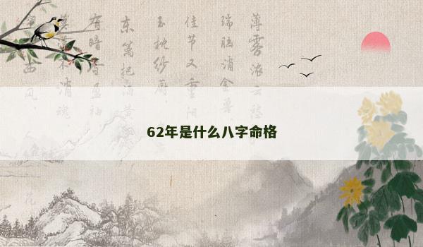 62年是什么八字命格