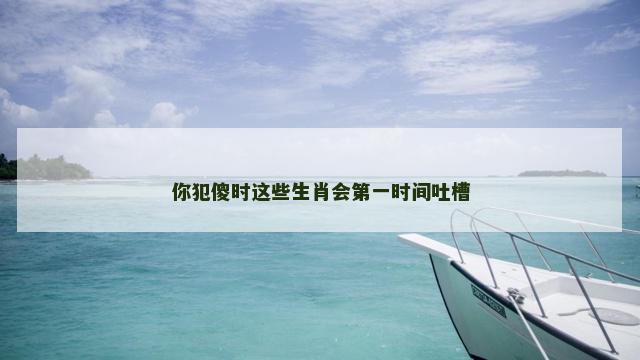 你犯傻时这些生肖会第一时间吐槽