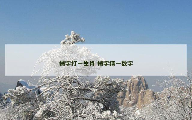 梢字打一生肖 梢字猜一数字