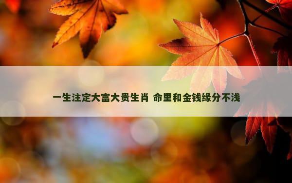 一生注定大富大贵生肖 命里和金钱缘分不浅