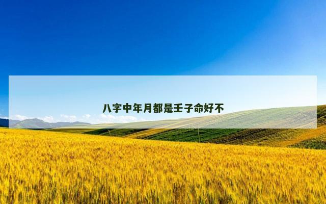 八字中年月都是壬子命好不