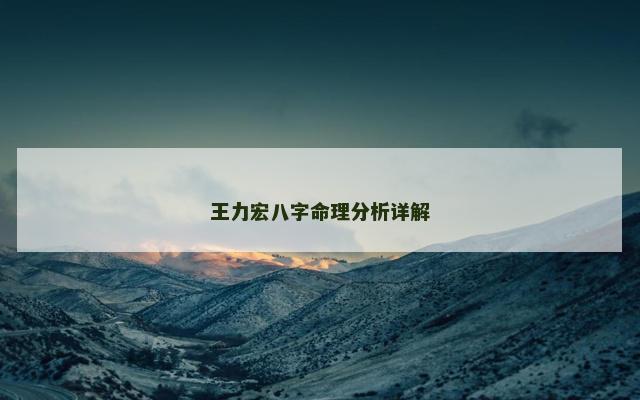 王力宏八字命理分析详解
