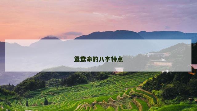 鸳鸯命的八字特点
