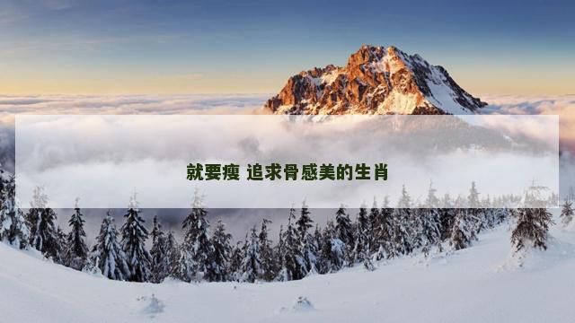 就要瘦 追求骨感美的生肖