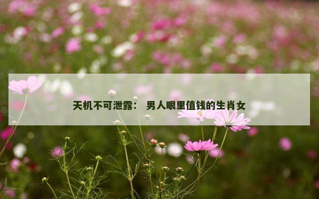 天机不可泄露： 男人眼里值钱的生肖女