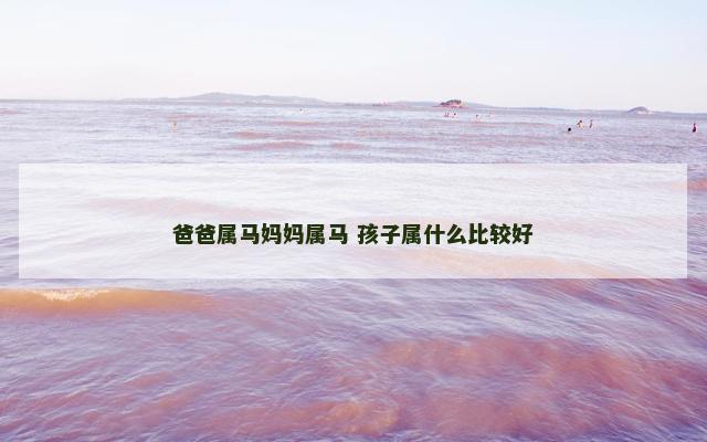 爸爸属马妈妈属马 孩子属什么比较好