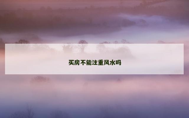 买房不能注重风水吗