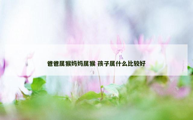 爸爸属猴妈妈属猴 孩子属什么比较好