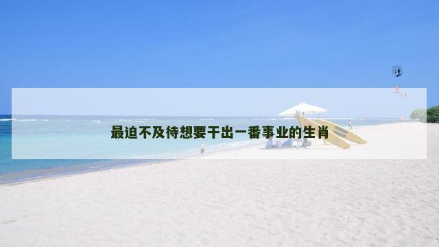 最迫不及待想要干出一番事业的生肖