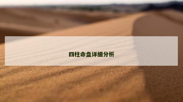 四柱命盘详细分析