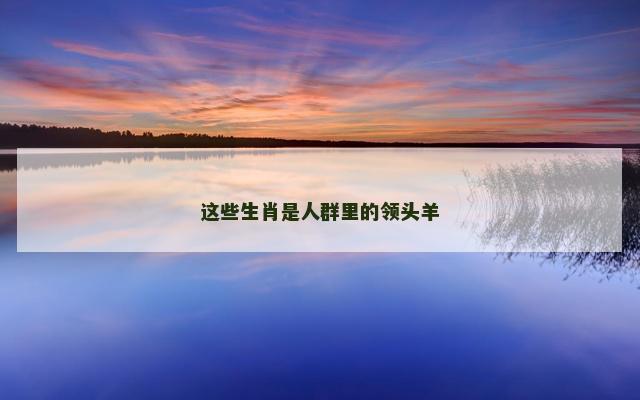 这些生肖是人群里的领头羊