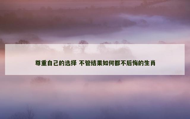 尊重自己的选择 不管结果如何都不后悔的生肖