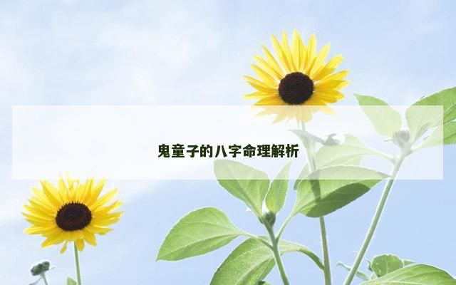 鬼童子的八字命理解析