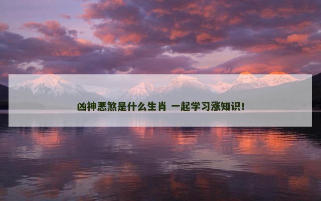 凶神恶煞是什么生肖 一起学习涨知识！