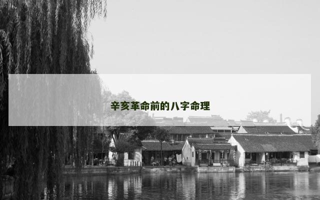 辛亥革命前的八字命理