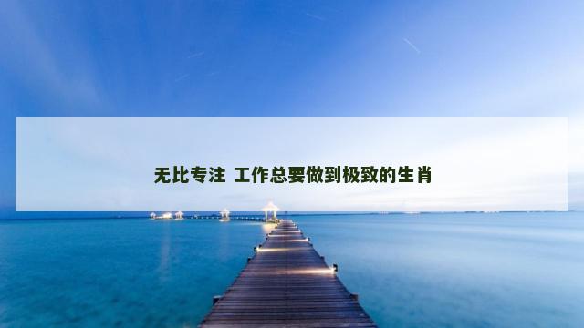 无比专注 工作总要做到极致的生肖