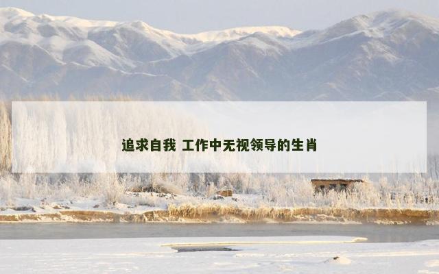 追求自我 工作中无视领导的生肖