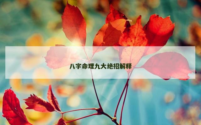 八字命理九大绝招解释