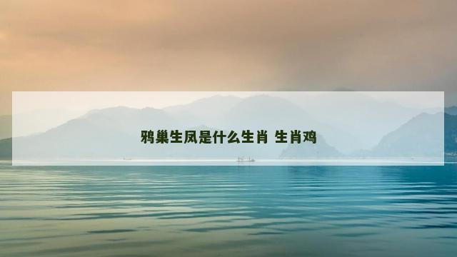鸦巢生凤是什么生肖 生肖鸡