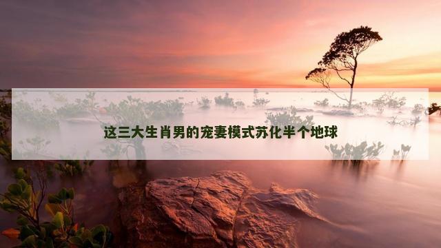 这三大生肖男的宠妻模式苏化半个地球