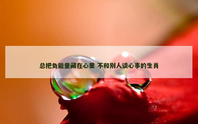 总把负能量藏在心里 不和别人谈心事的生肖