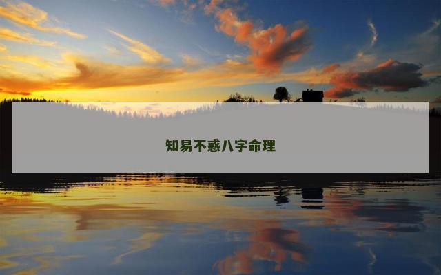 知易不惑八字命理