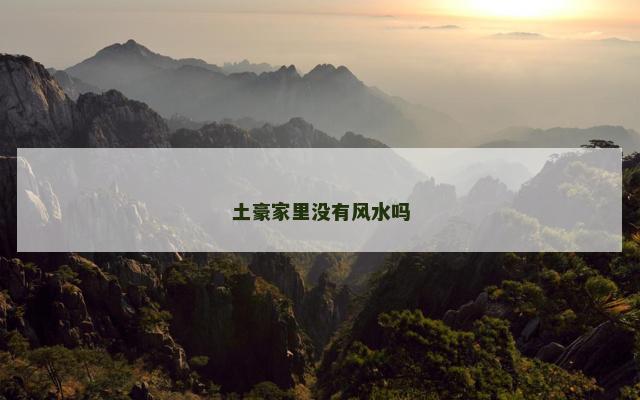 土豪家里没有风水吗