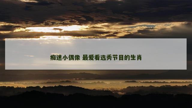 痴迷小偶像 最爱看选秀节目的生肖