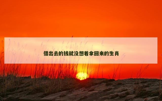 借出去的钱就没想着拿回来的生肖