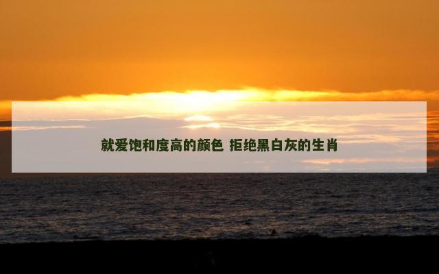 就爱饱和度高的颜色 拒绝黑白灰的生肖