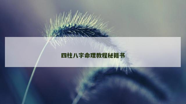 四柱八字命理教程秘籍书