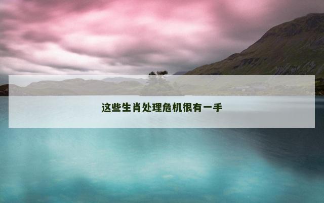 这些生肖处理危机很有一手