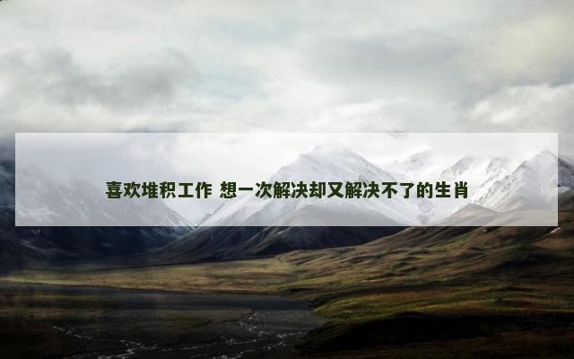 喜欢堆积工作 想一次解决却又解决不了的生肖