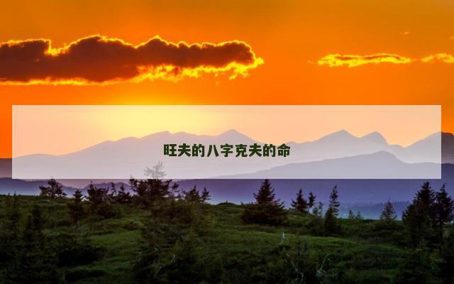 旺夫的八字克夫的命