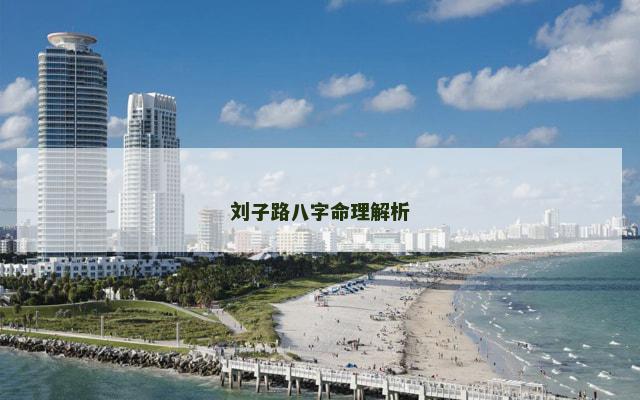 刘子路八字命理解析