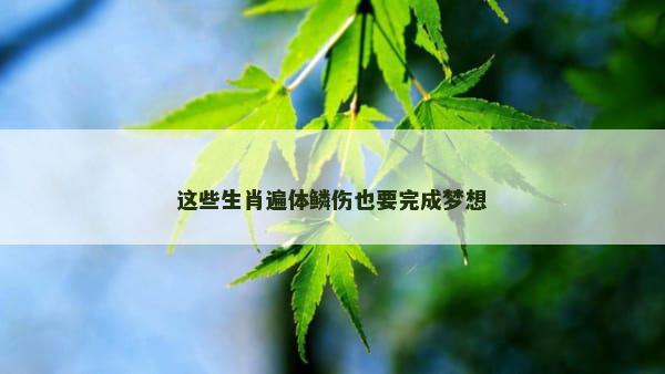 这些生肖遍体鳞伤也要完成梦想