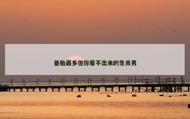 备胎最多但你看不出来的生肖男