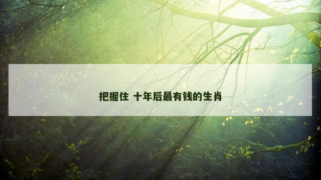 把握住 十年后最有钱的生肖