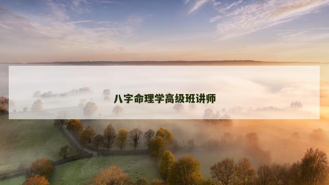 八字命理学高级班讲师