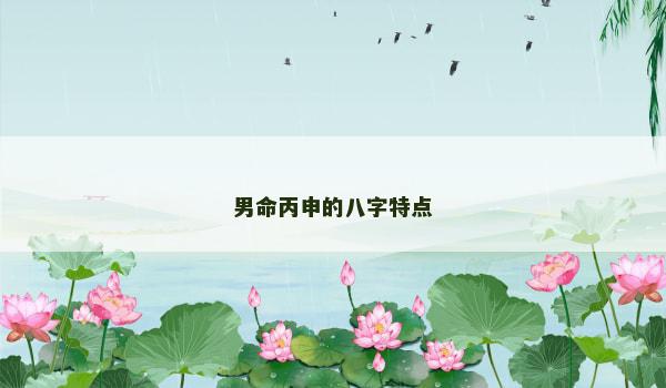男命丙申的八字特点