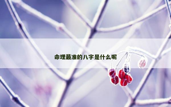 命理最准的八字是什么呢