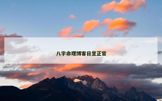 八字命理博客日坐正官