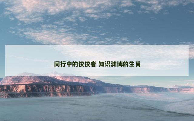 同行中的佼佼者 知识渊博的生肖